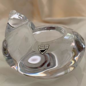 Orrefors crystal snail candle votive. 5 3/4 inches x 3 1/2 inches. Vinta…